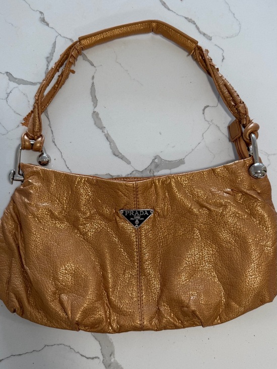 Prada Handbags - Y2K Prada Shoulder Bag authentic Gold Brown handbag silver coach vintage purse
